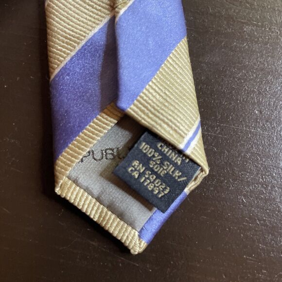 Banana Republic Tie - 3.5 in / 58” Blue Brown Striped Necktie - 100% Silk - Picture 3 of 5